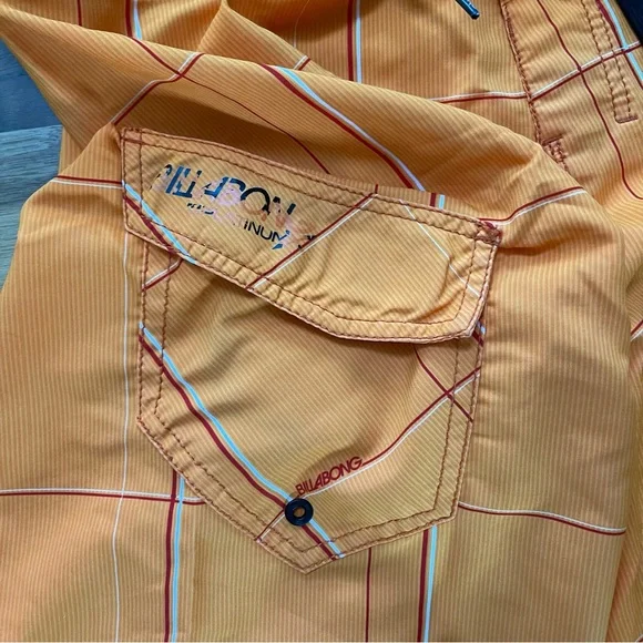 Billabong Platinum Men’s Orange Plaid Board Shorts Size 32 Waist - Picture 7 of 7